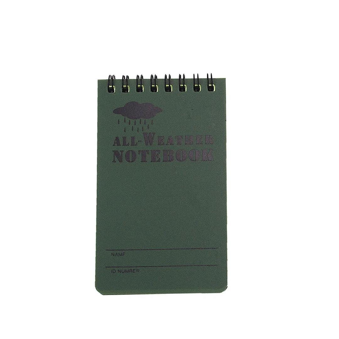 Bloc-notes étanche à spirale vert pour la survie.