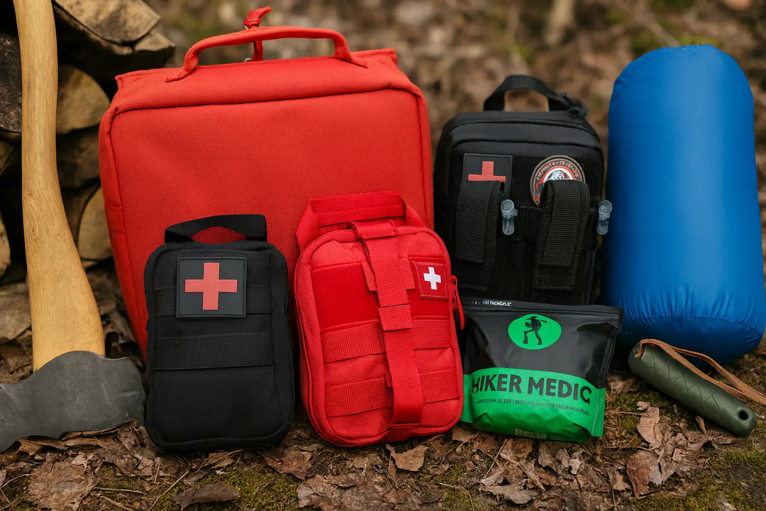 Kit de premiers secours outdoor complet pour la survie en environnement isolé.