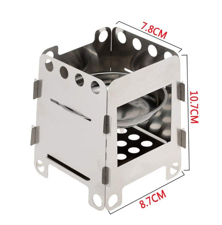 Réchaud bois pliant Lixada inox, ultra-compact 10,7 cm