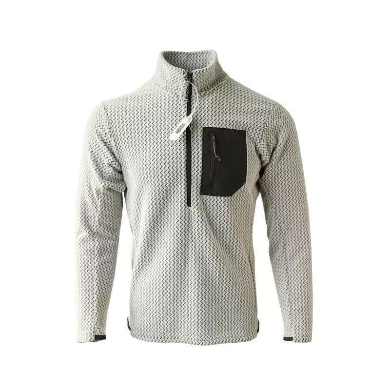 Polaire randonnée homme 1/2 zip nid d’abeille, poche poitrine