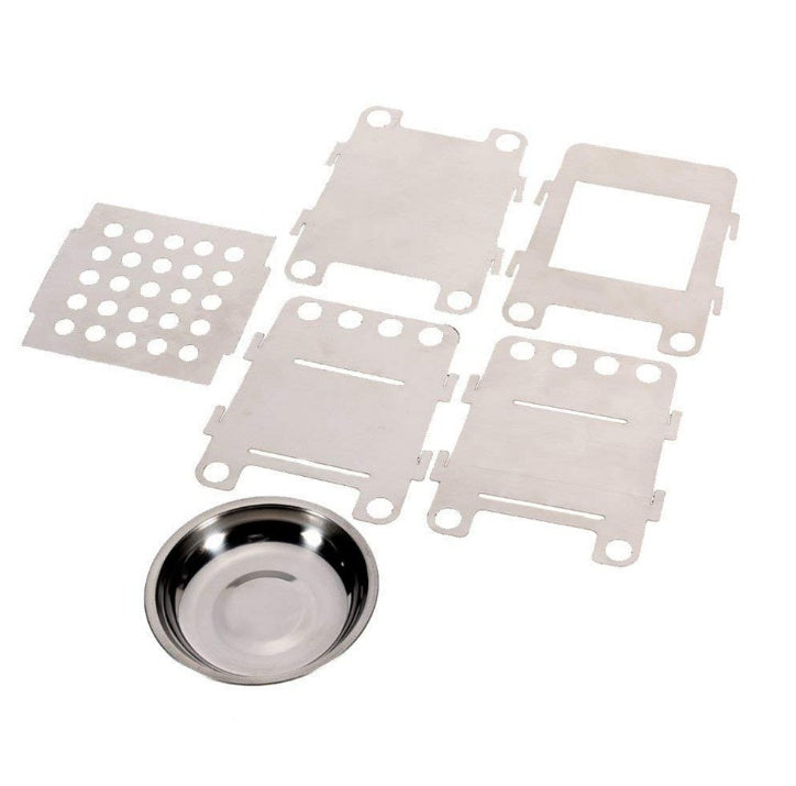 Réchaud bois pliant Lixada inox, ultra-compact 10,7 cm