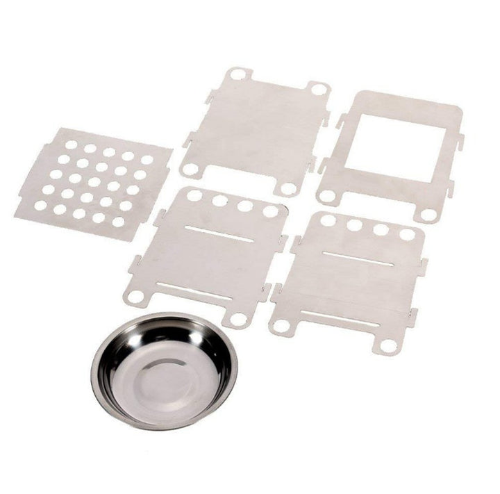Réchaud bois pliant Lixada inox, ultra-compact 10,7 cm