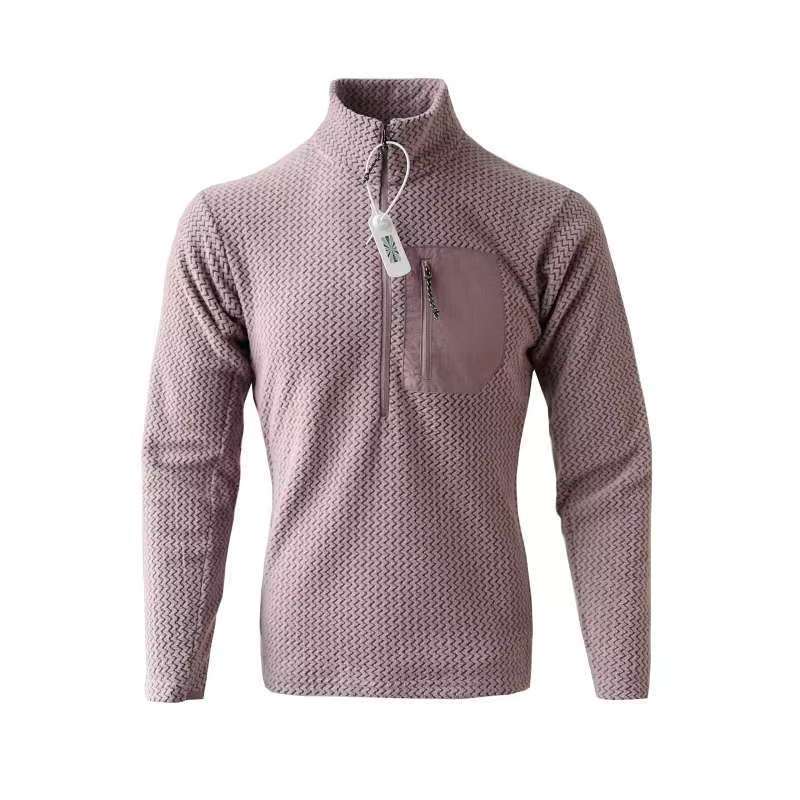 Polaire randonnée homme 1/2 zip nid d’abeille, poche poitrine