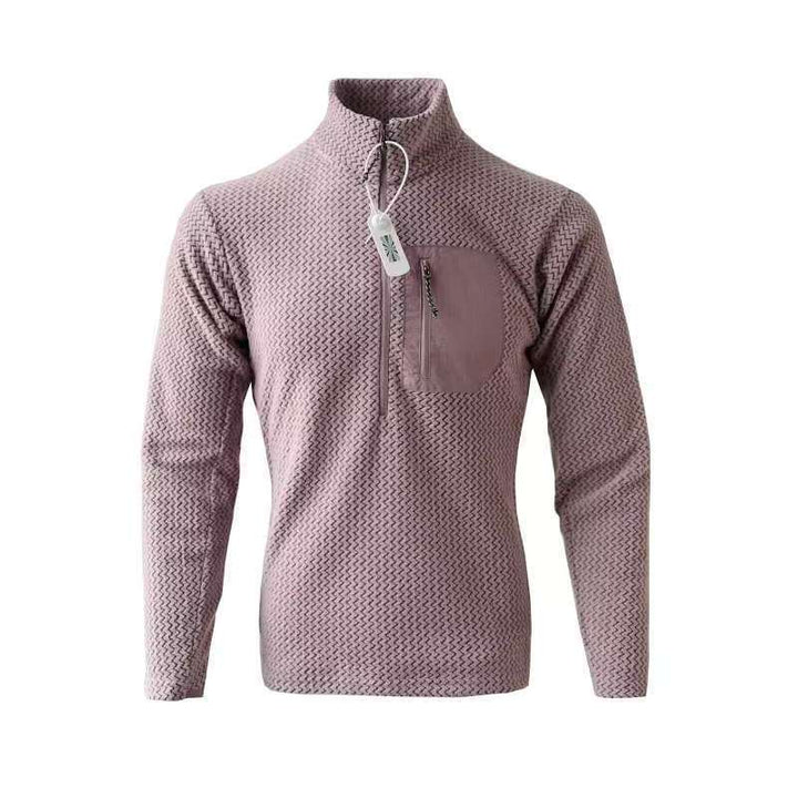 Polaire randonnée homme 1/2 zip nid d’abeille, poche poitrine