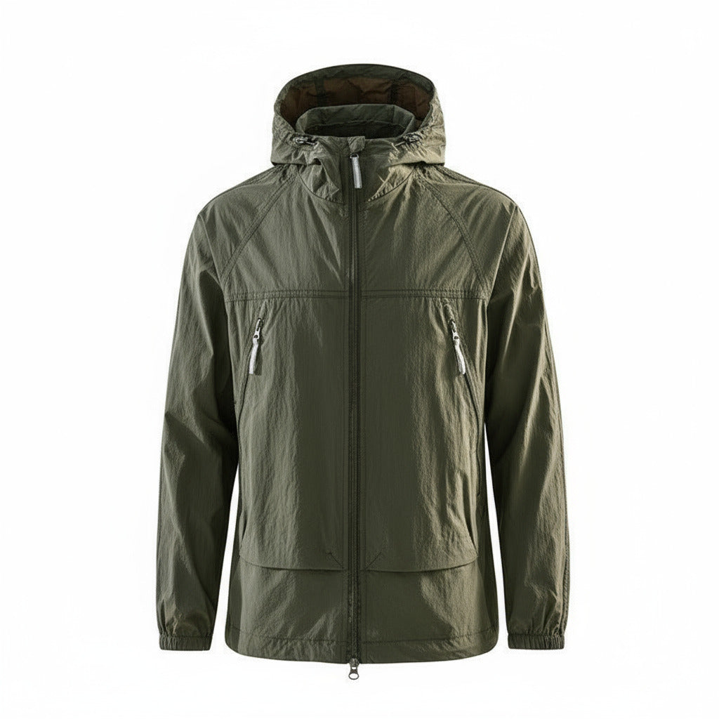 Veste anti-UV été à capuche ultra légère, zip poitrine