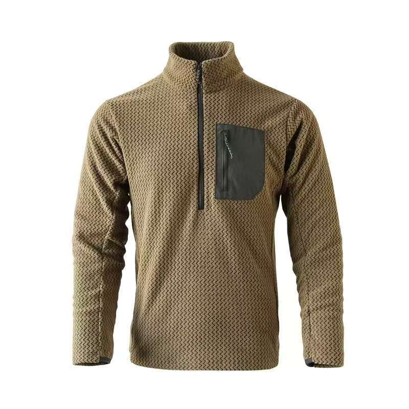 Polaire randonnée homme 1/2 zip nid d’abeille, poche poitrine