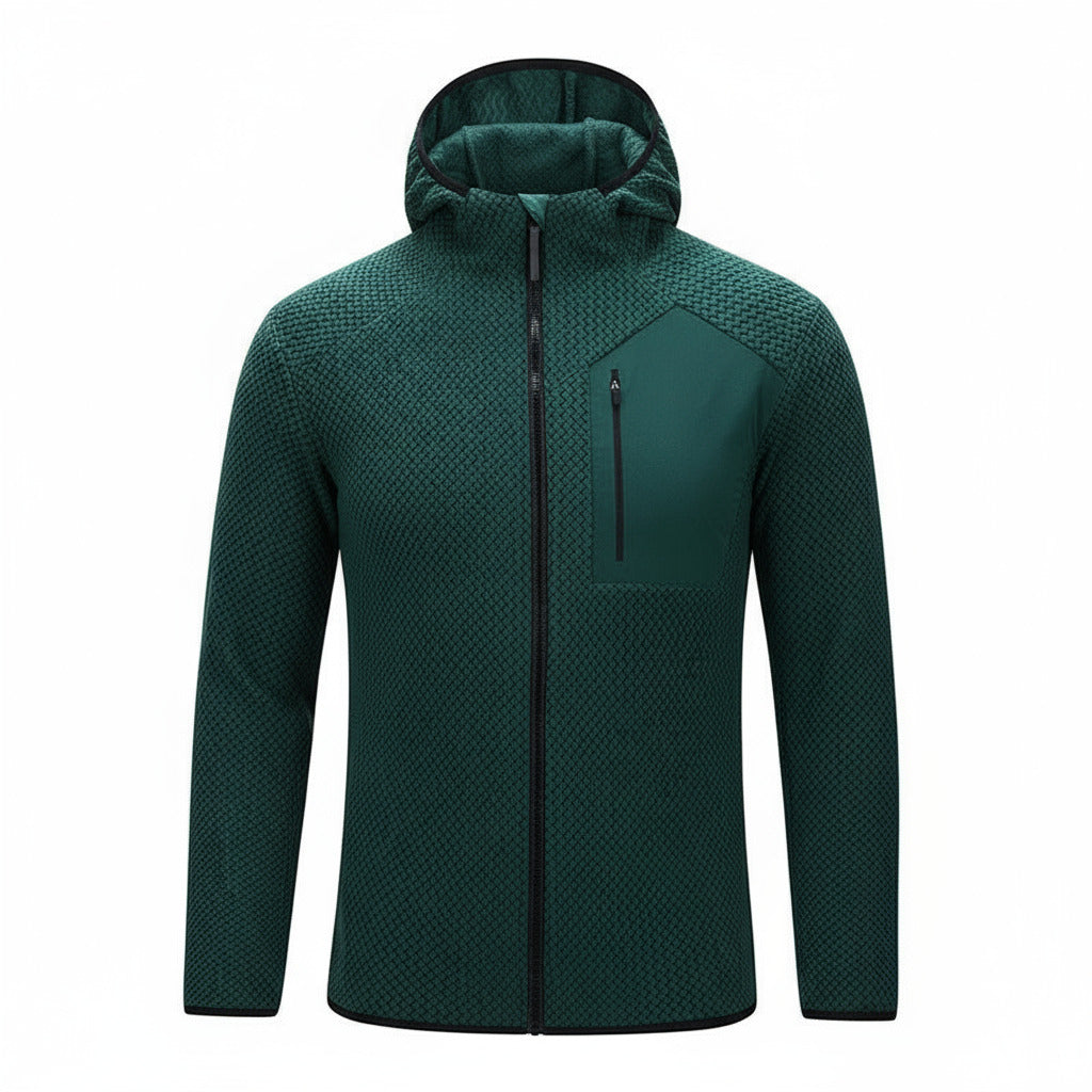 Veste polaire homme capuche zippée, poche poitrine technique