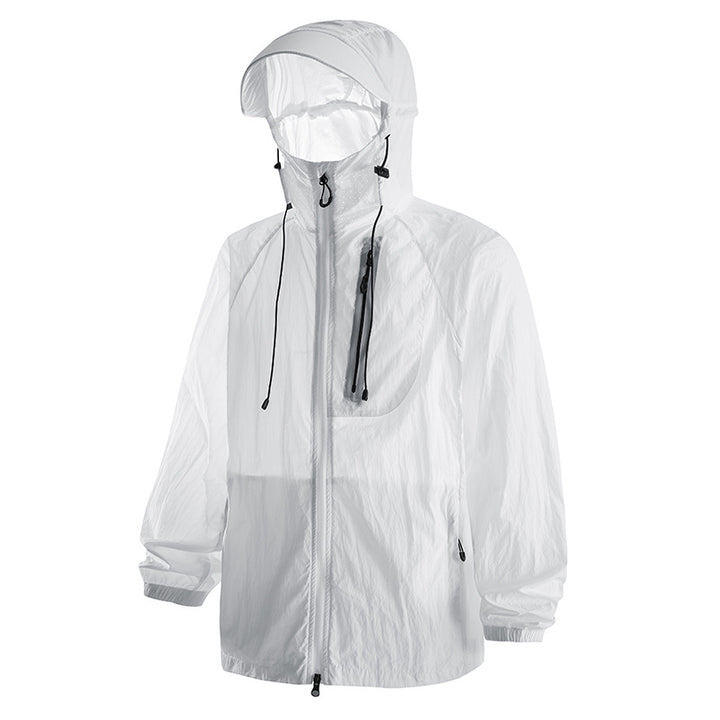 Veste anti-UV nylon à capuche UPF50, respirante, unisexe
