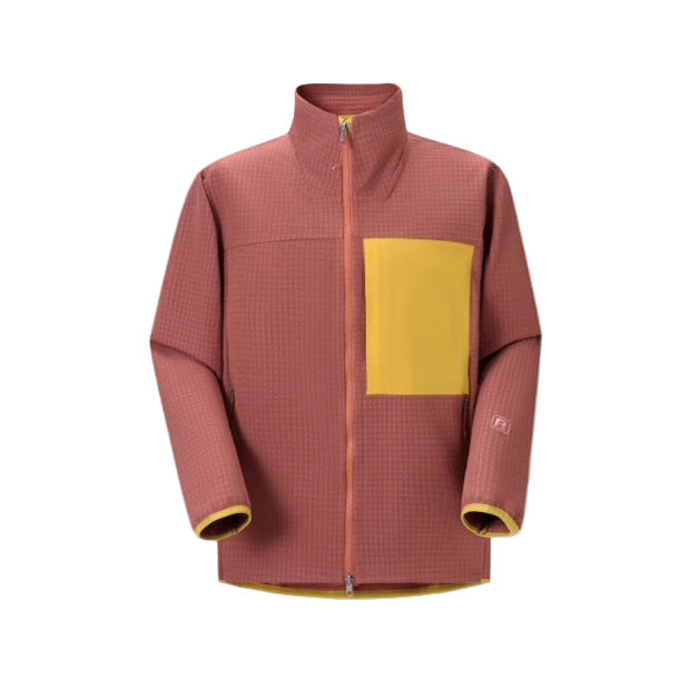 Veste polaire homme zippée nid d’abeille, poche poitrine