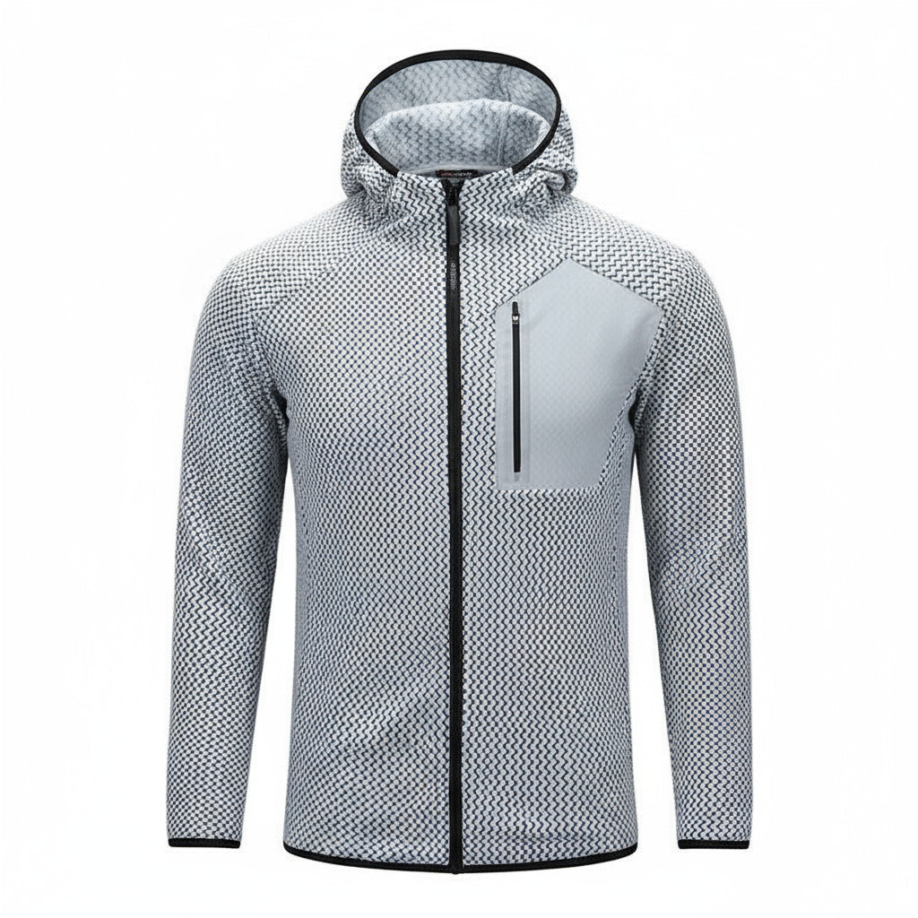 Veste polaire homme capuche zippée, poche poitrine technique