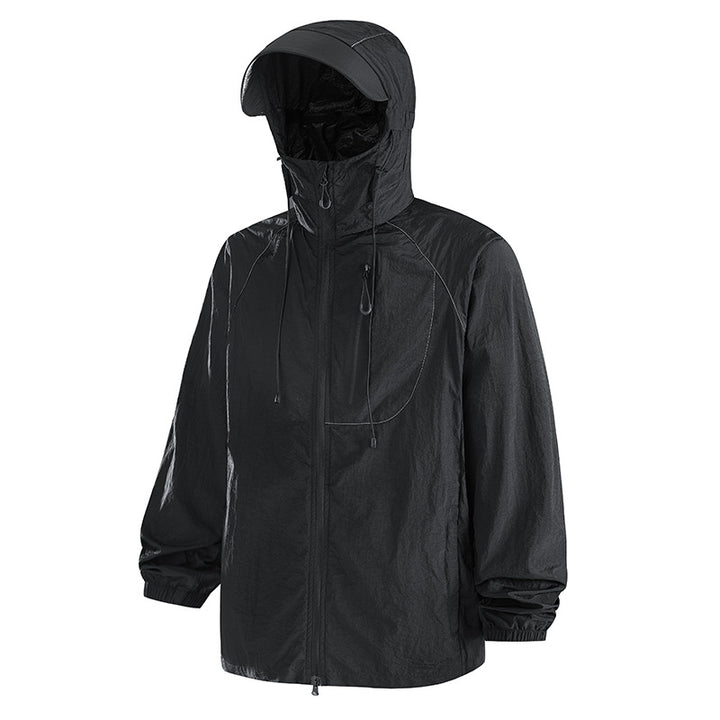 Veste anti-UV nylon à capuche UPF50, respirante, unisexe