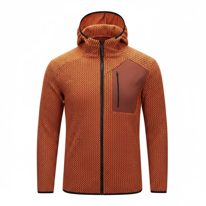 Veste polaire homme capuche zippée, poche poitrine technique