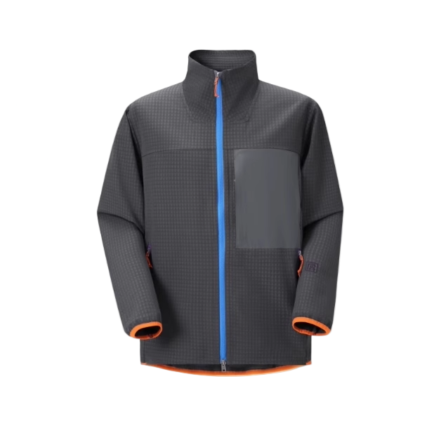 Veste polaire homme zippée nid d’abeille, poche poitrine