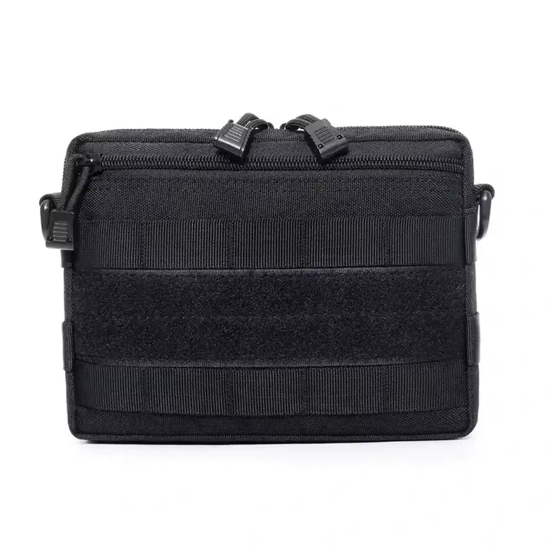 Petite sacoche tactique noire avec velcro et passants MOLLE