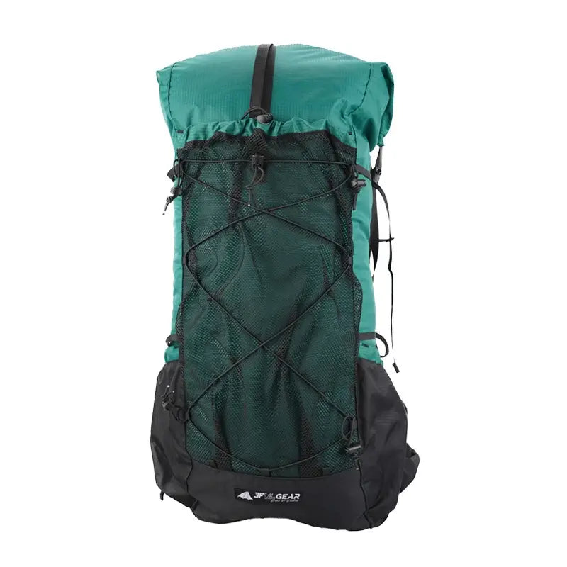 Sac à dos de trekking vert forêt de la marque 3F UL Gear, avec poche filet extensible et sangles de compression