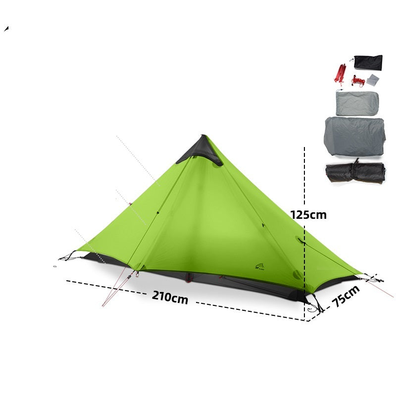 Tente ultralégère 1 à 2 personnes 15D silnylon, montage bâtons