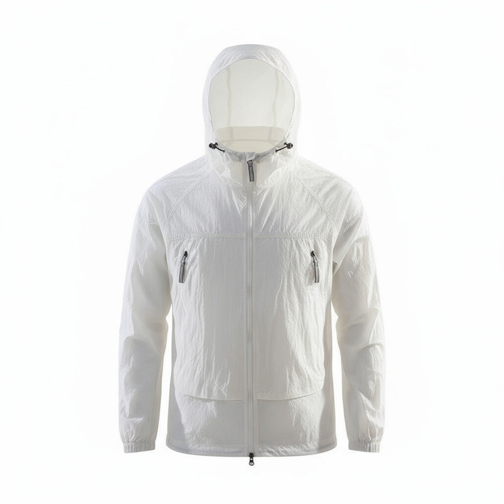 Veste anti-UV été à capuche ultra légère, zip poitrine