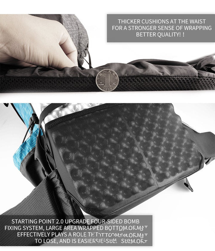 Sac à dos randonnée ultraléger 46+10 L Qi Dian Pro, nylon 210D