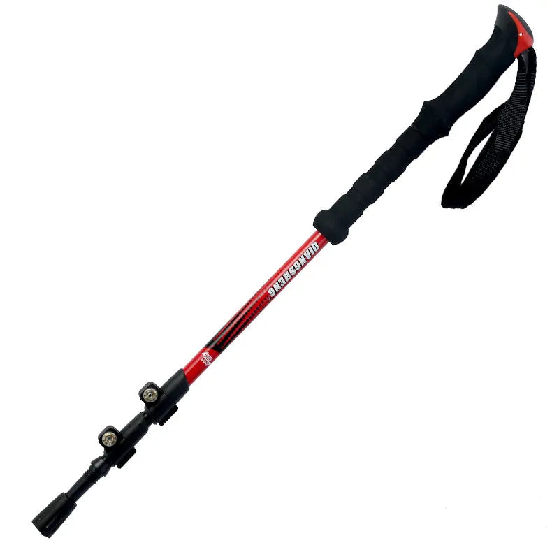  Bâton de marche pliable rouge en aluminium robuste avec clip de verrouillage