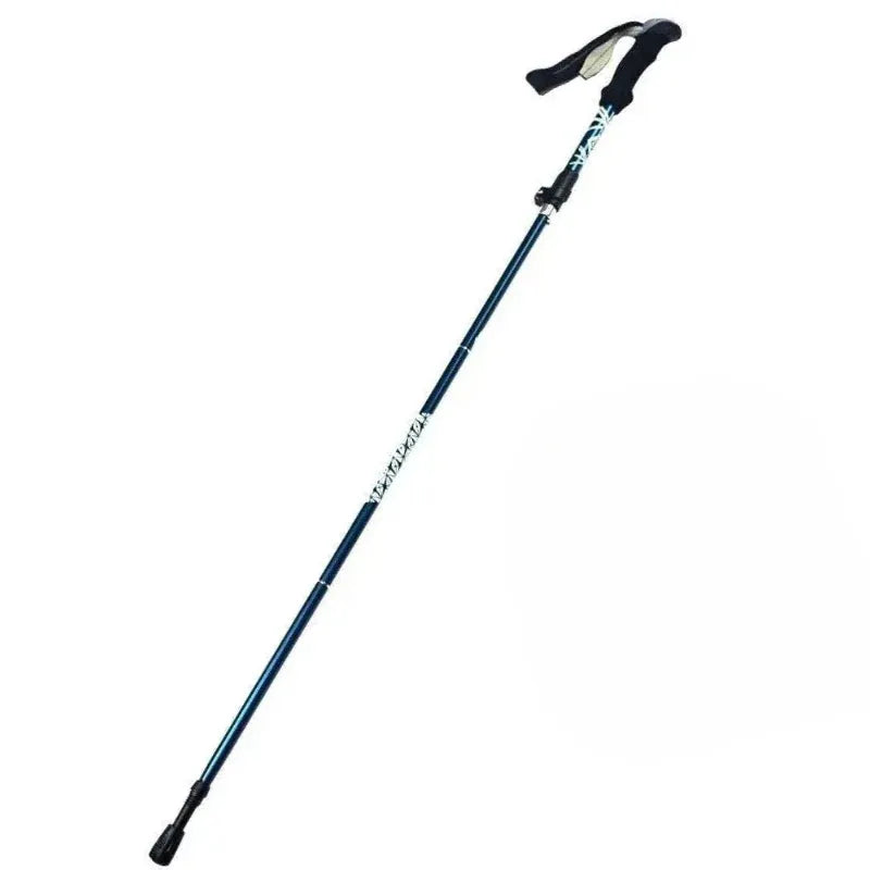  Bâton de randonnée pliable en aluminium de couleur bleue avec poignée ergonomique et dragonne intégrée
