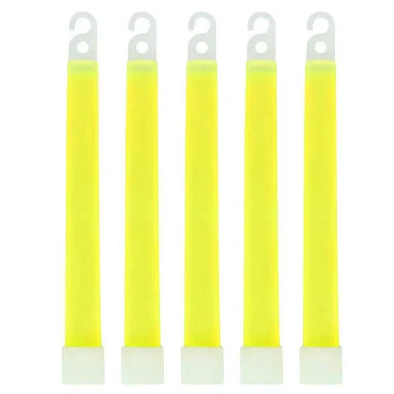 5 bâtons lumineux jaunes avec crochet pour plein air.