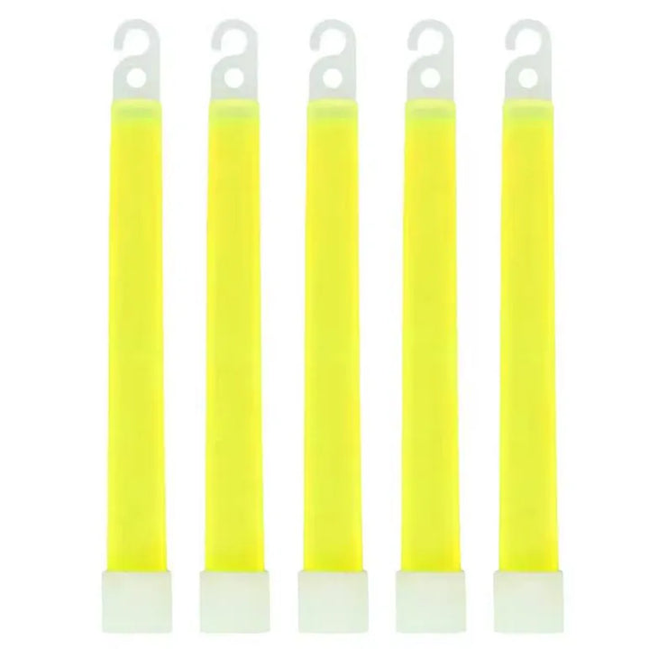 5 bâtons lumineux jaunes avec crochet pour plein air.