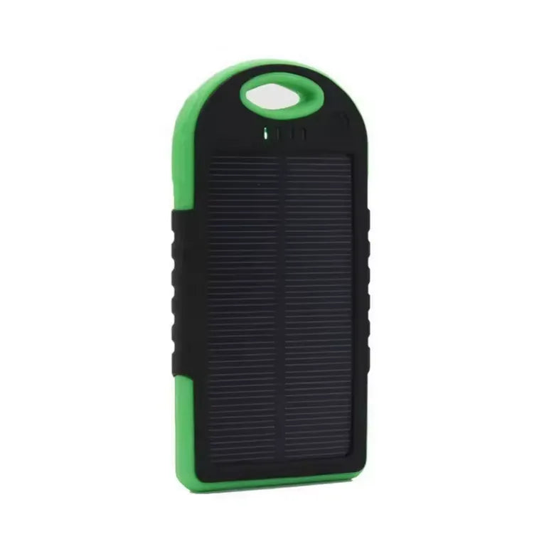  Batterie solaire étanche noire et verte conçue pour la randonnée et la survie.