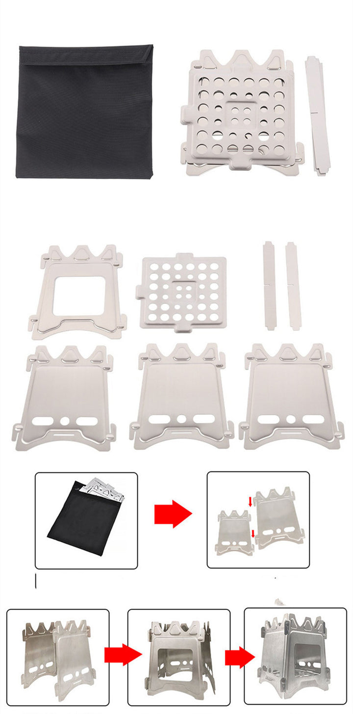 Réchaud pliable inox bois/charbon 3-5 pers.