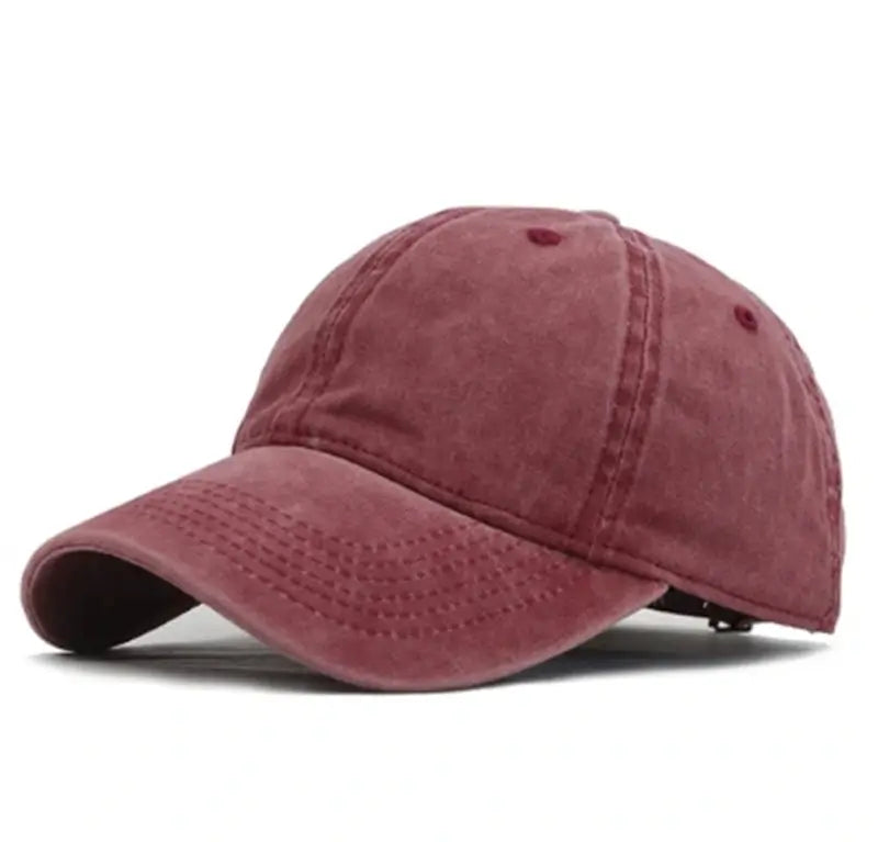 Casquette bordeaux unisexe en coton lavé, parfaite pour un style casual et outdoor