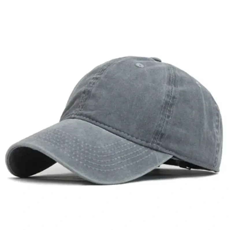 Casquette grise bleutée en coton lavé, style vintage pour usage outdoor ou urbain
