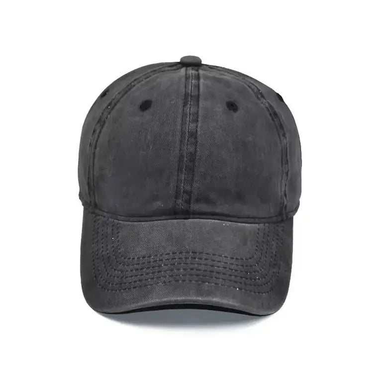 Casquette de baseball noire unisexe en coton, vue de face, style sobre et classique pour protection solaire au quotidien.