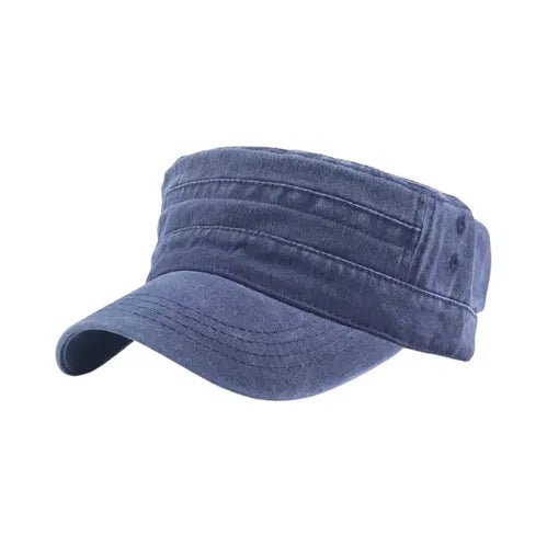 Casquette militaire homme en coton épais bleu, style tactique, légère et ajustable pour camping, randonnée et survie.