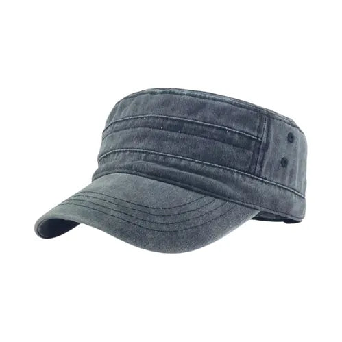 Casquette militaire homme en coton épais gris, style tactique, vue de profil gauche, idéale pour randonnée, survie et activités outdoor.