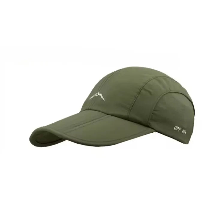 Casquette de sport vert kaki pour randonnée, pliable et anti-UV