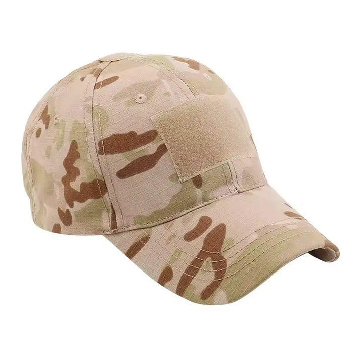 Casquette tactique camouflage aride type Multicam.