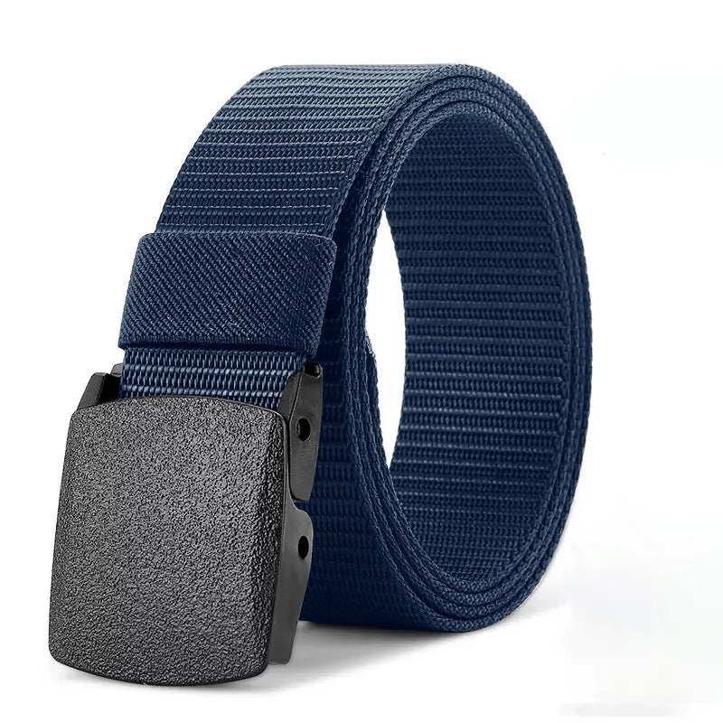 Ceinture tactique bleu marine en nylon ajustable pour activités outdoor.