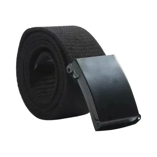 Ceinture tactique en nylon noir de 120 cm, boucle rapide noire sans métal, résistante et légère pour bivouac, randonnée ou activités outdoor.
