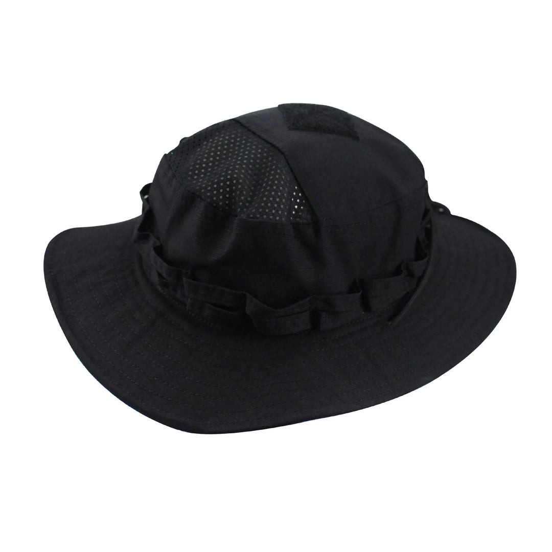 Chapeau de randonnée boonie respirant noir.