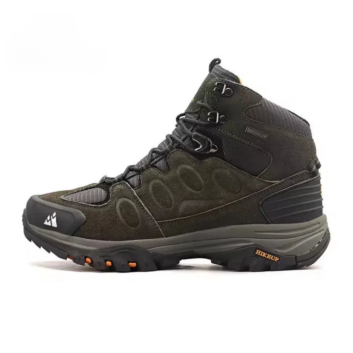 Chaussures de randonnée montantes imperméables vertes Hikeup pour randonnée outdoor.