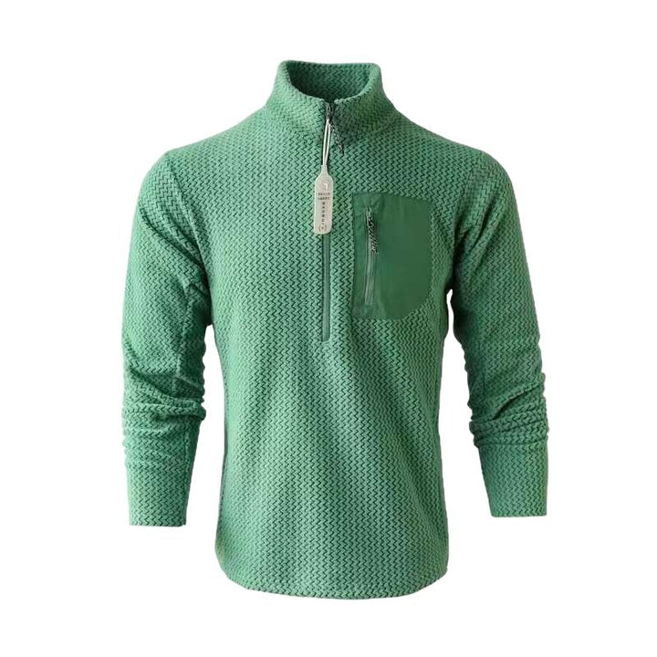 Polaire randonnée homme 1/2 zip nid d’abeille, poche poitrine