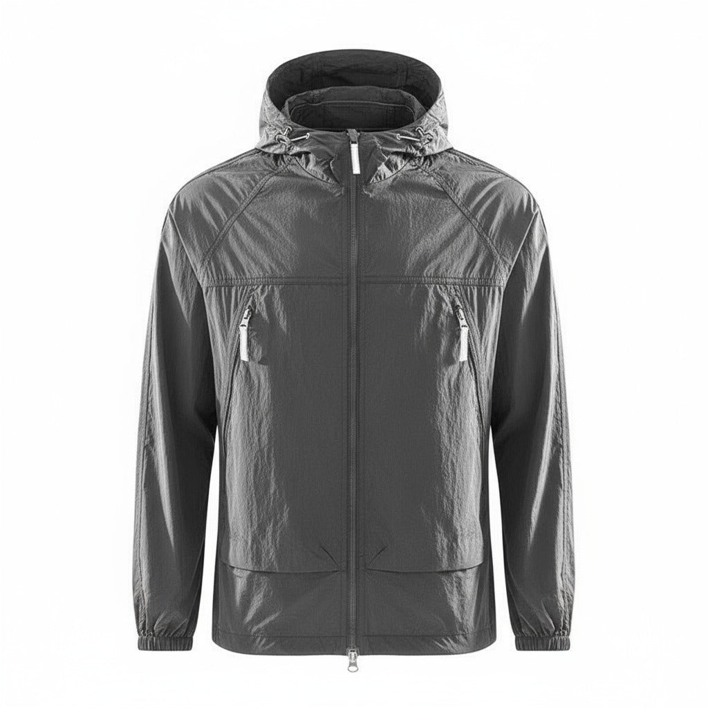 Veste anti-UV été à capuche ultra légère, zip poitrine