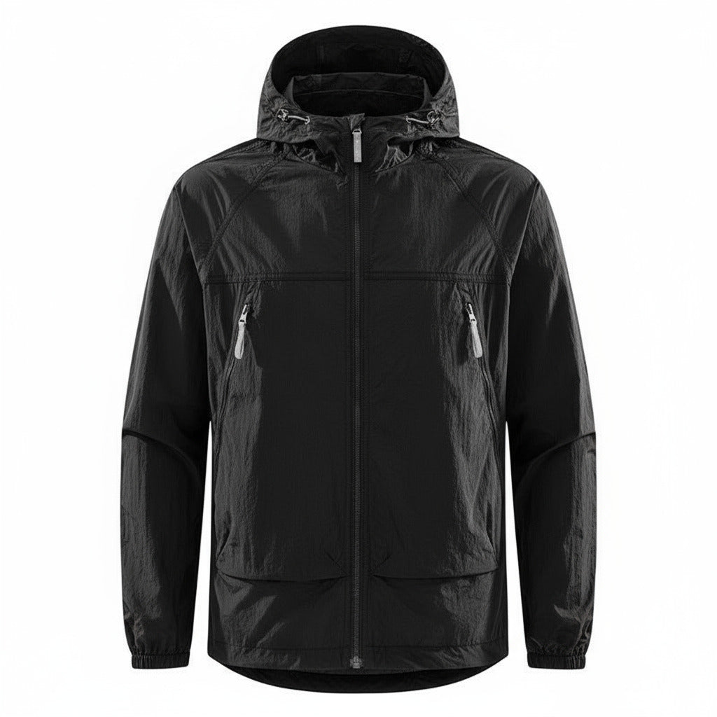 Veste anti-UV été à capuche ultra légère, zip poitrine