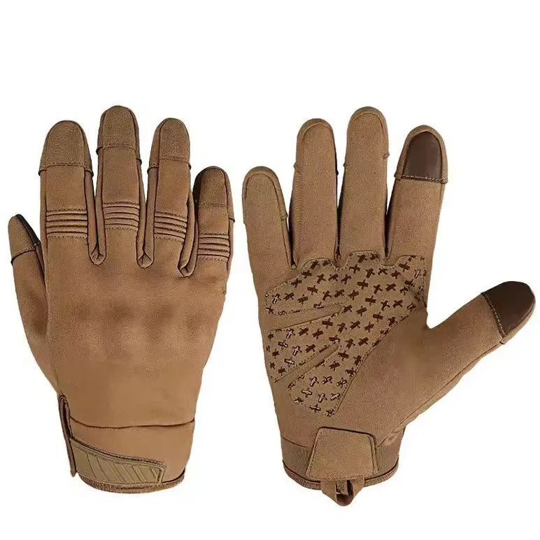 Gants tactiques couleur sable pour combat, randonnée et survie.