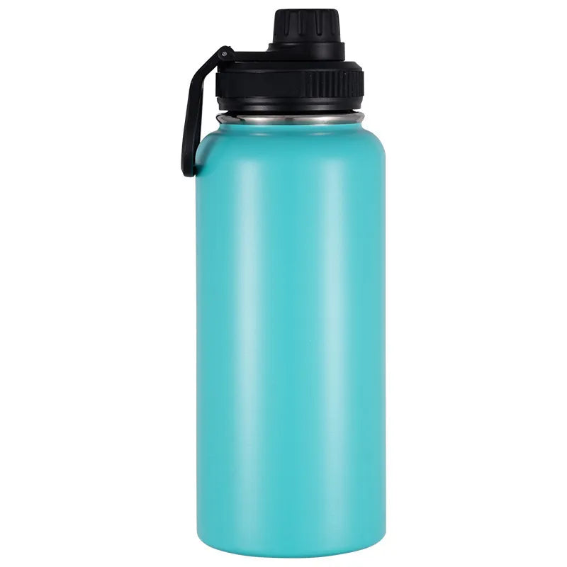 Gourde isotherme en inox bleu clair pour camping et randonnée