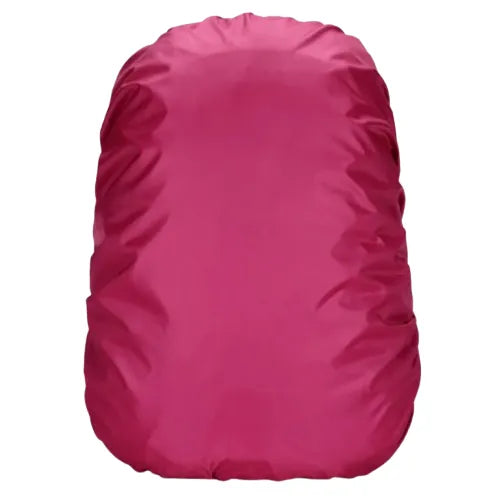 Housse de sac à dos imperméable fuchsia, ultra légère et résistante, protection anti‑pluie et visibilité en randonnée, camping et bivouac.
