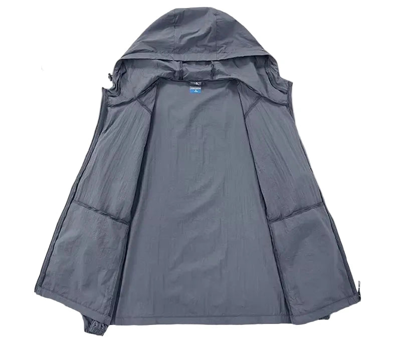 Veste anti-UV capuche homme zippée, ultra légère M–5XL