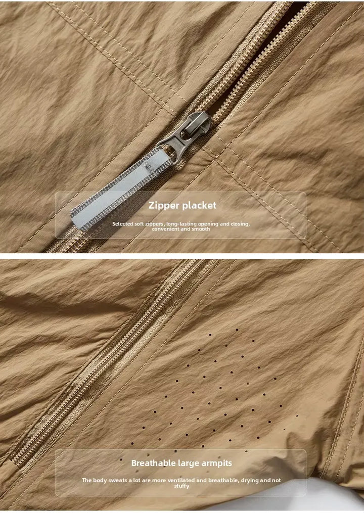 Veste anti-UV été à capuche ultra légère, zip poitrine