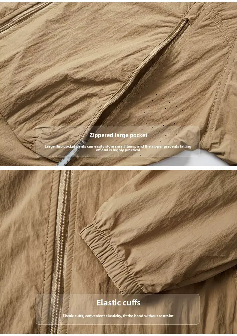 Veste anti-UV été à capuche ultra légère, zip poitrine