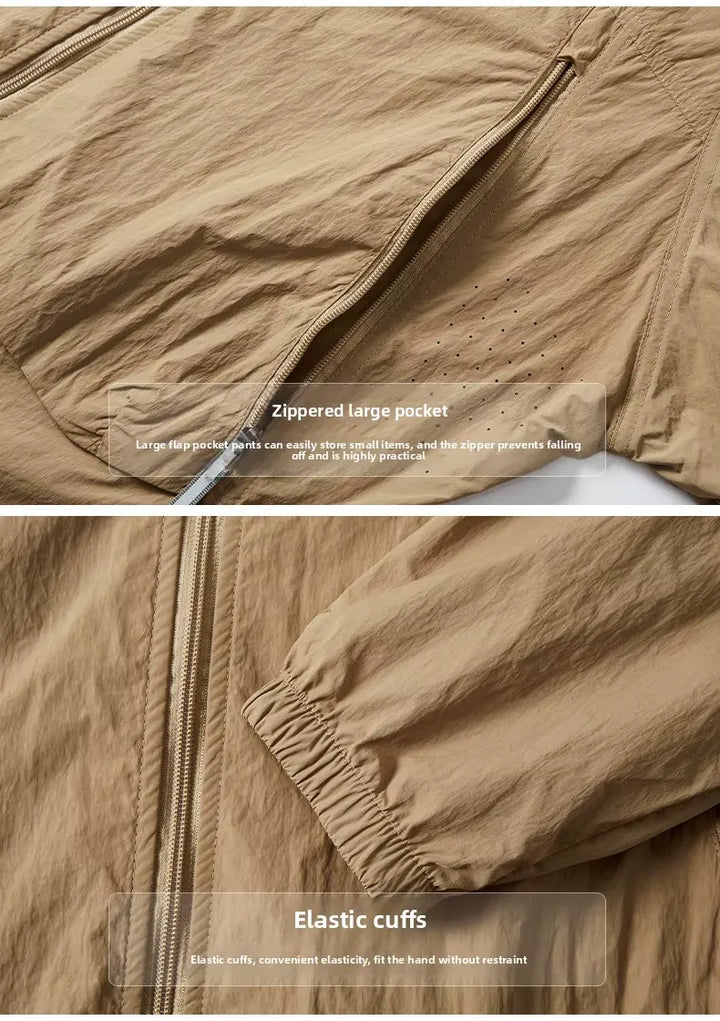 Veste anti-UV été à capuche ultra légère, zip poitrine