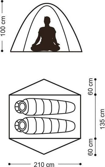 Tente 2 places légère double paroi 20D PU4000 avec 2 vestibules
